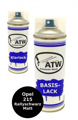 Autolack für Opel 215 Rallyschwarz Matt+400ml Klarlack Set